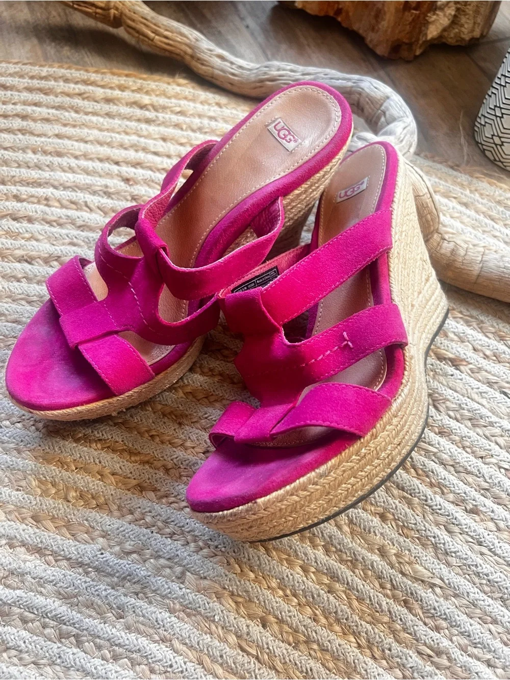 UGG Rare Pink Espadrille Wedge Sandals